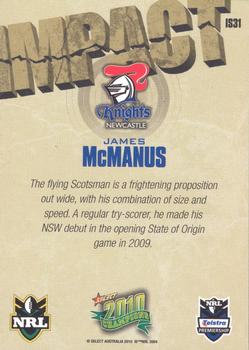 2010 NRL Champions - Impact Signature Gold #IS31 James McManus Back